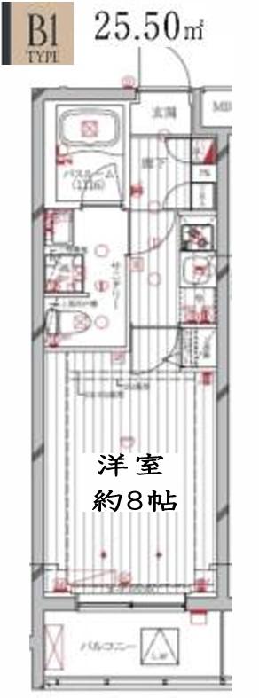 レガリス洗足池(1K/2階)の間取り写真