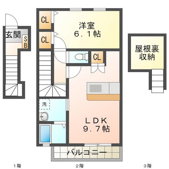 サーラ・マンジェ(1LDK/2階)の間取り写真