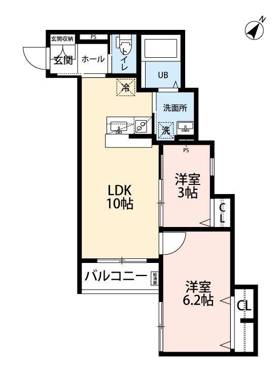 ROBOT HOME 大橋(2LDK/2階)の間取り写真