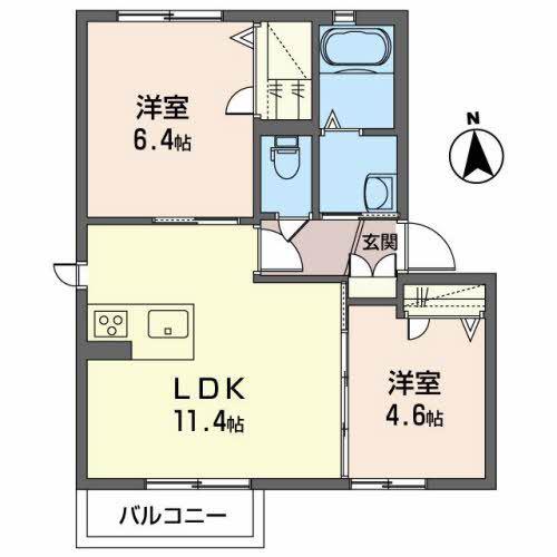 シャーメゾン ソラティオ(2LDK/2階)の間取り写真