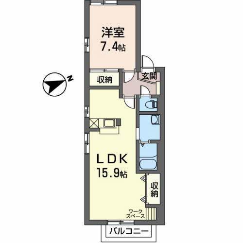 キャトルセゾンC(1LDK/1階)の間取り写真