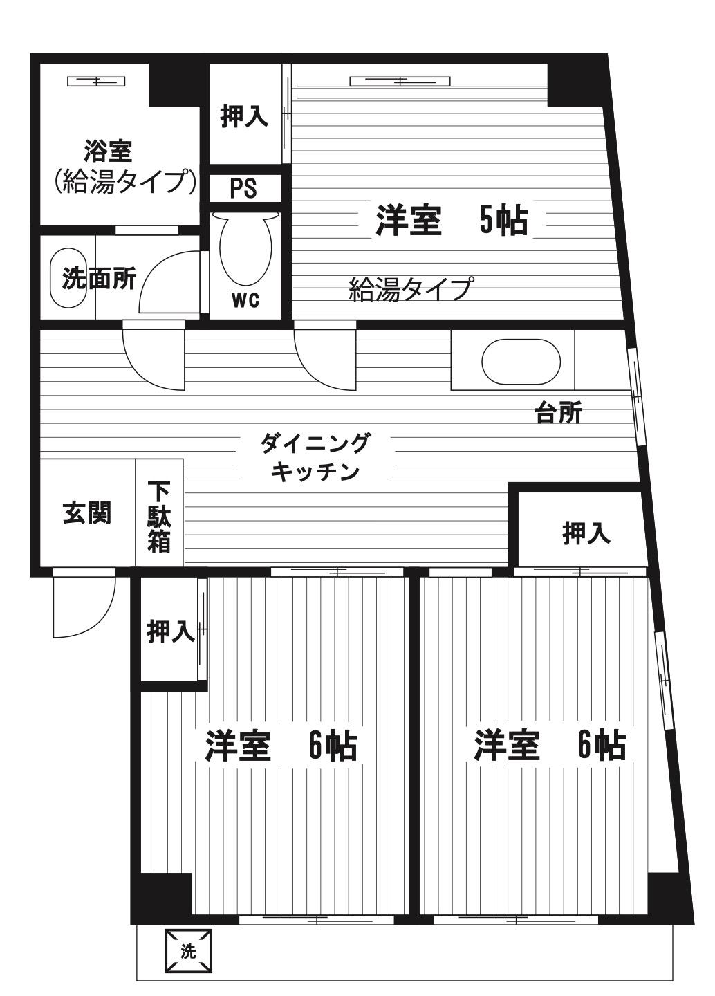 第2まつしまハイツ(3DK/2階)の間取り写真
