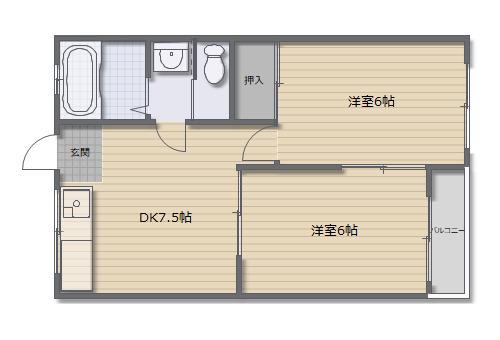 マンション藤(2DK/1階)の間取り写真