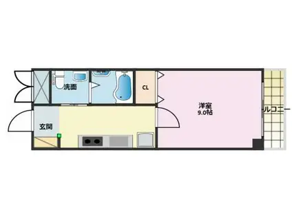 グラージェ三宮(1K/11階)の間取り写真