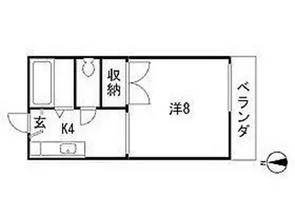 ビューハイツ(1K/1階)の間取り写真