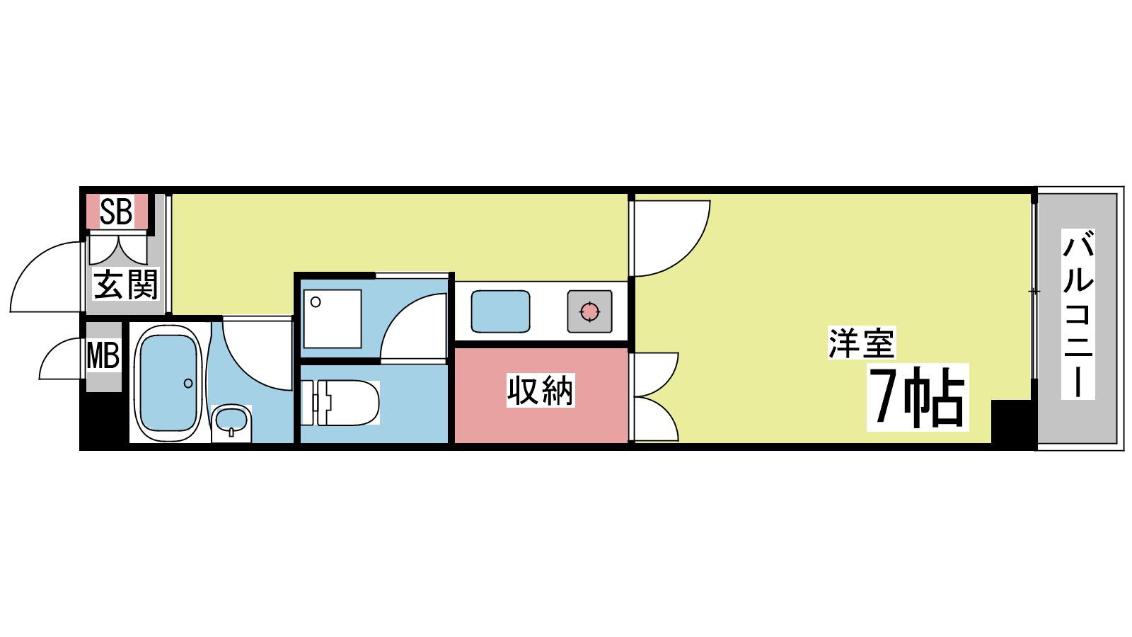 六甲スカイハイツII(1K/2階)の間取り写真