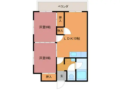 サンハイツ遠の森(2LDK/1階)の間取り写真