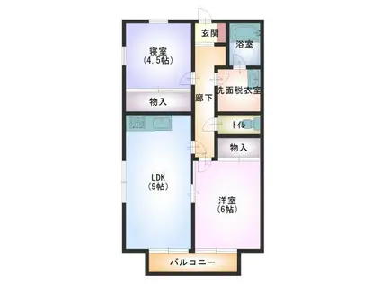 大津荘(2DK/2階)の間取り写真