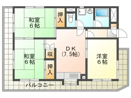西国分寺山本ビルディング(3DK/3階)の間取り写真