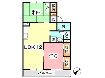 ファミール竹内 A(2LDK/1階)の間取り写真