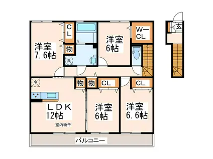 ラ・フォンテAB(4LDK/2階)の間取り写真