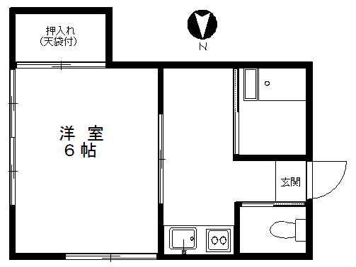鈴木荘(1K/2階)の間取り写真