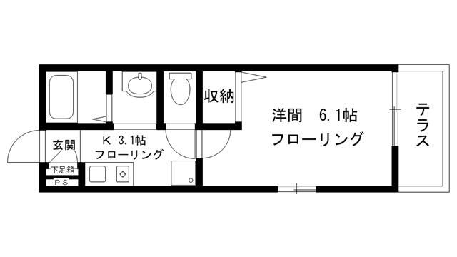 レストハイム(1K/1階)の間取り写真