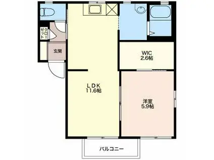 エスポワール古城 A セ(1LDK/1階)の間取り写真