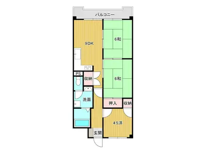 グローバル下関(3DK/11階)の間取り写真