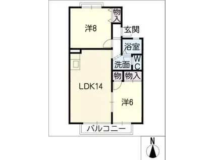 セジュール粟野西(2LDK/2階)の間取り写真