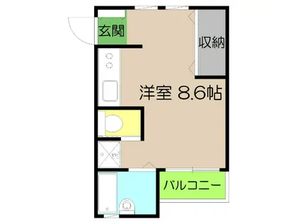 西村ハイツIII(ワンルーム/3階)の間取り写真