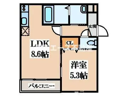 フジパレス吉田ウエスト(1LDK/1階)の間取り写真