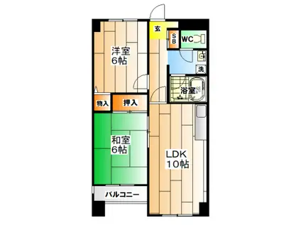 ハピネス東須磨(2LDK/3階)の間取り写真