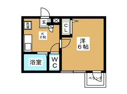 クラヴィス吉野町(1K/2階)の間取り写真