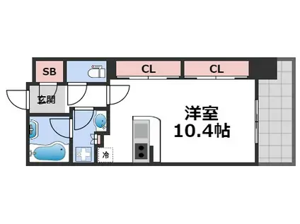 レジェンドール心斎橋イースト(ワンルーム/14階)の間取り写真