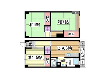 鶴甲コーポ30号館(3DK/1階)の間取り写真