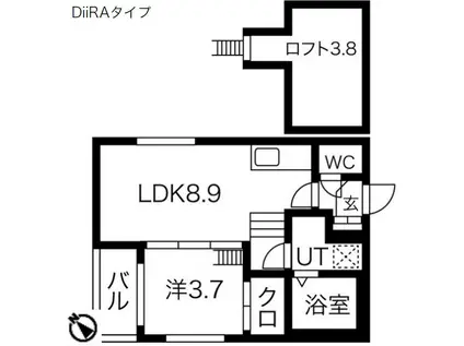 ハーモニーテラス千種II(1LDK/2階)の間取り写真