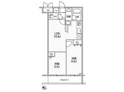 LIME RESIDENCE HIKIFUNE(2LDK/5階)の間取り写真