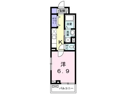 近鉄大阪線 名張駅 徒歩11分 3階建 築3年(1K/2階)の間取り写真