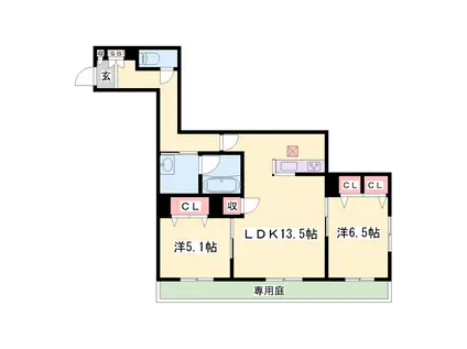 シャーメゾンASAHI(2LDK/2階)の間取り写真