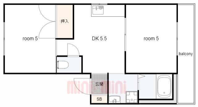 俊成マンション(2DK/3階)の間取り写真