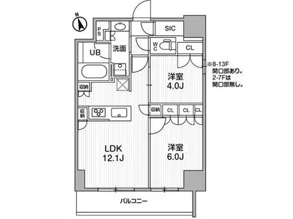 シーズンフラッツ浅草言問通(2LDK/9階)の間取り写真