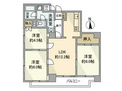 藤和八丁堀コープ2(3LDK/8階)の間取り写真