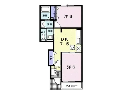セレッソIII(2DK/1階)の間取り写真