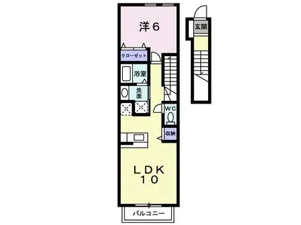アンソレイユアオキIIA(1LDK/2階)の間取り写真