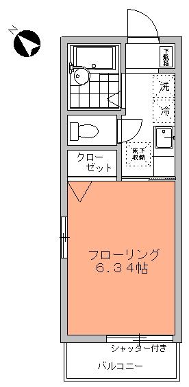 アルス東六郷(1K/1階)の間取り写真
