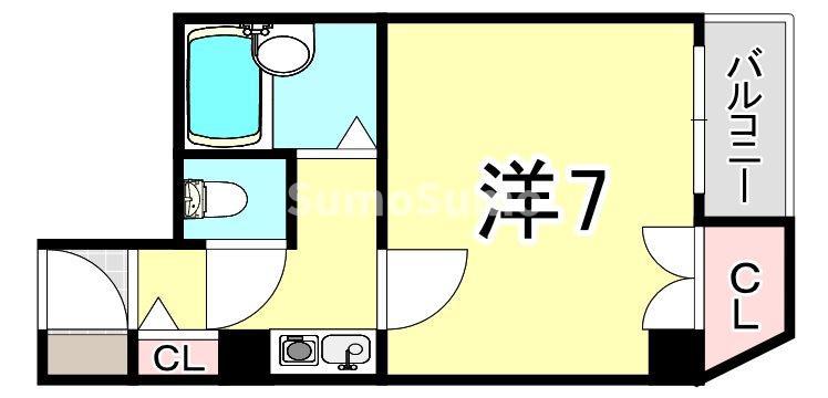 ブロスコート住吉(1K/2階)の間取り写真