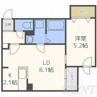 カルマートヴィコロ(1LDK/4階)の間取り写真