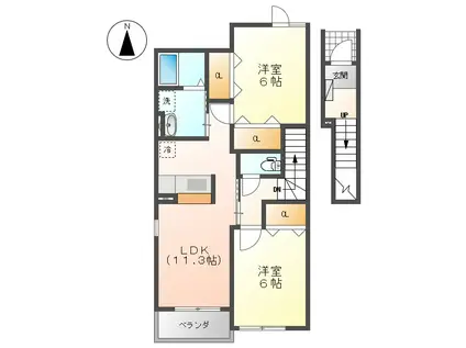 リーフレット(2LDK/2階)の間取り写真