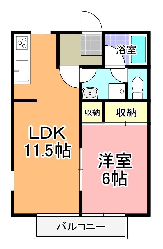 第一パークハイツ A棟(1LDK/1階)の間取り写真