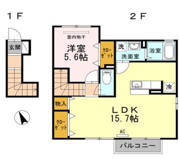 クレスタ(1LDK/2階)の間取り写真
