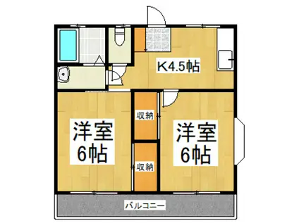 クリスタルハイツ(2DK/1階)の間取り写真