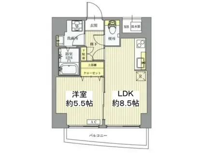 サンレムート新大阪イースト2(1LDK/4階)の間取り写真