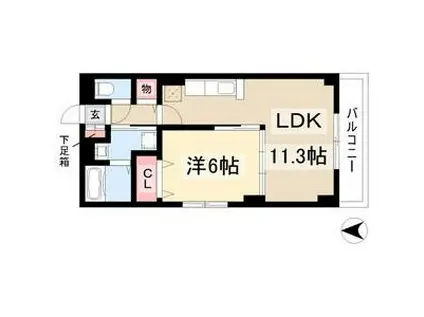 プリムローズ(1LDK/2階)の間取り写真