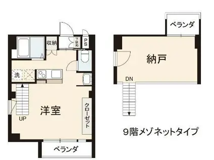 富士ヒルズ(1K/9階)の間取り写真