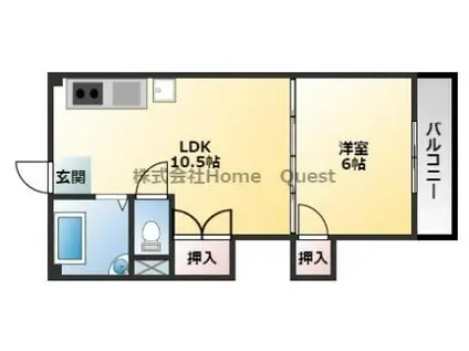 山本北コーポラス1号(1LDK/3階)の間取り写真