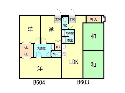 ダイバーシティ神戸長田B棟(5LDK/6階)の間取り写真