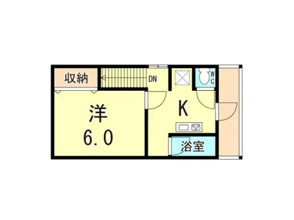 カーサ原田通(1K/2階)の間取り写真