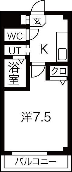レジデンス司II(1K/2階)の間取り写真