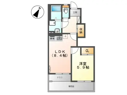 ティアラ(1LDK/1階)の間取り写真